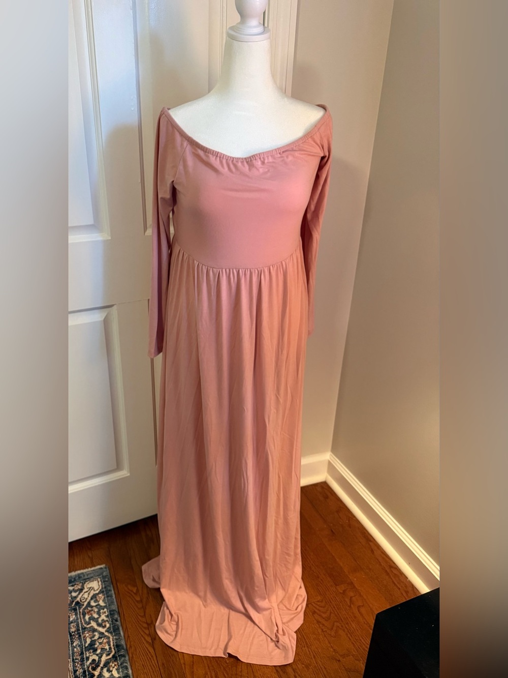 Women's Off-Shoulder Maxi Dress in Dusty Rose ( Maternity)